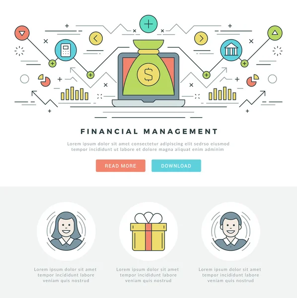 Flat line Online Business Concept Ilustração vetorial. Ícones de vetor de curso linear fino moderno . — Vetor de Stock