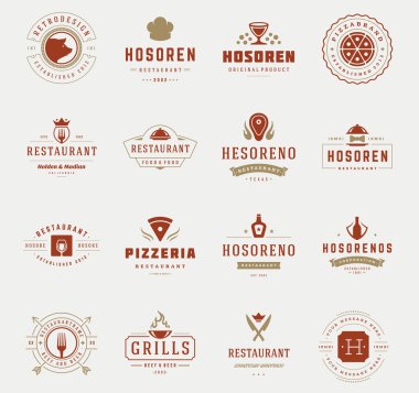 Vintage Restaurant Logos Design Templates Set. Vector design elements
