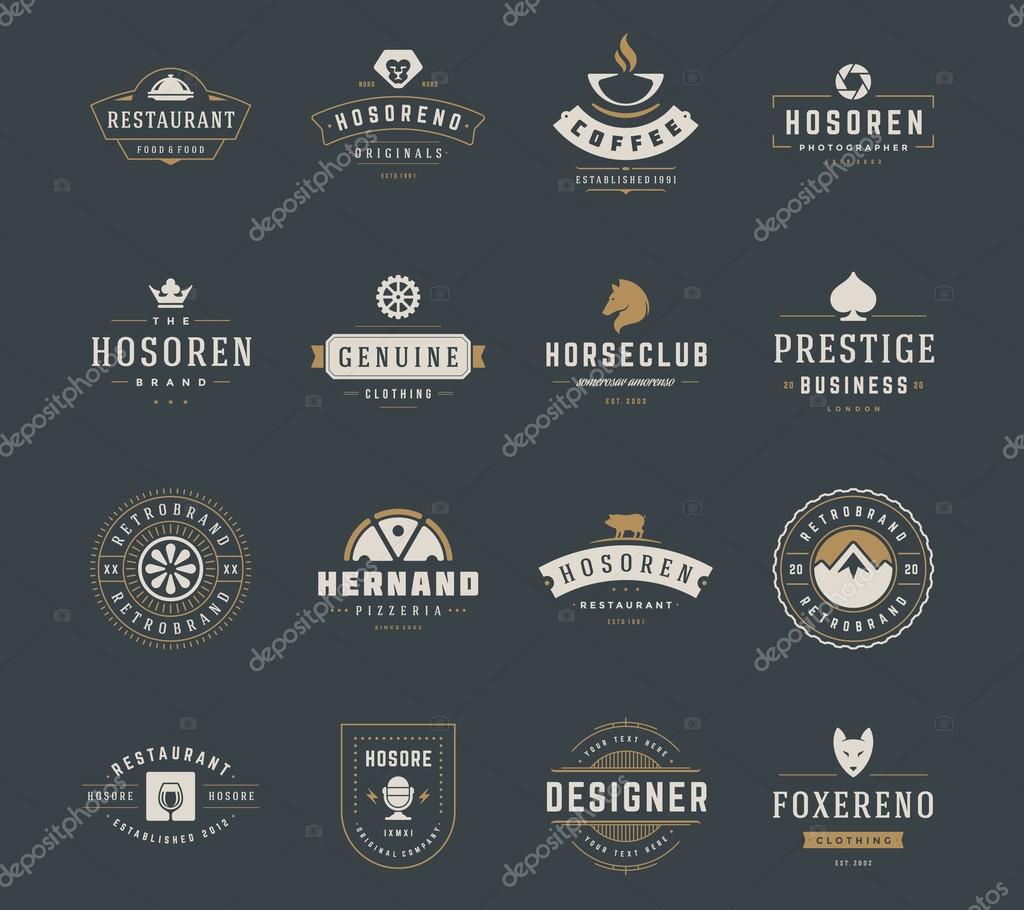 Vintage Logos Design Templates Set Vector Design Elements Logo Elements Vector Image By C Provectors Vector Stock