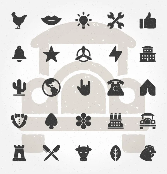 Retro mão desenhado Logos Design conjunto de elementos vetoriais. Ícones, símbolos, objetos retro, sinais — Vetor de Stock