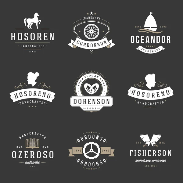 Vintage Logos Design Templates Set. Vector design elements, Logo Elements — Stok Vektör