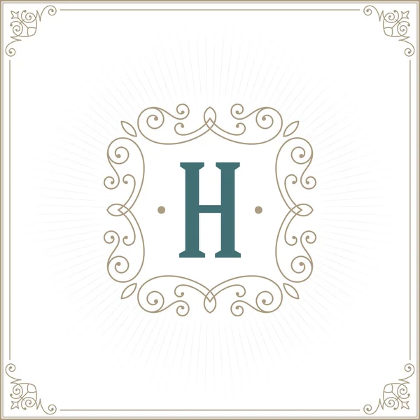 Royal Logo Design Template. Flourishes Calligraphic Elegant Ornament lines — Stock Vector