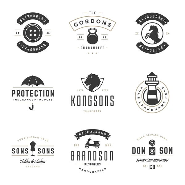 Vintage Logos Design Templates Set. Vector design elements — Wektor stockowy