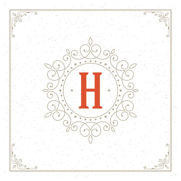 Modello Royal Logo Design. Fiorisce linee calligrafiche eleganti ornamento — Vettoriale Stock