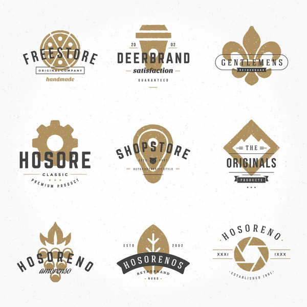 Diseño de logotipos vintage Plantillas dibujadas a mano conjunto. Vector logotipos elementos colección — Vector de stock