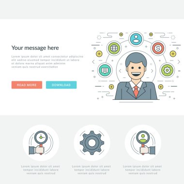 Düz çizgi iş yönetimi kavramı vektör çizim.