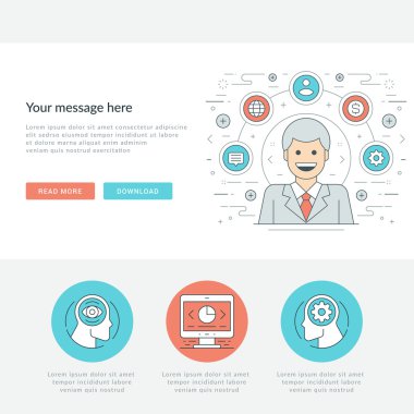 Düz çizgi iş yönetimi kavramı vektör çizim.