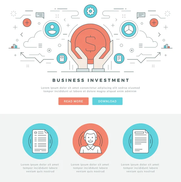 Linha plana Business Investment Concept Ilustração vetorial . —  Vetores de Stock