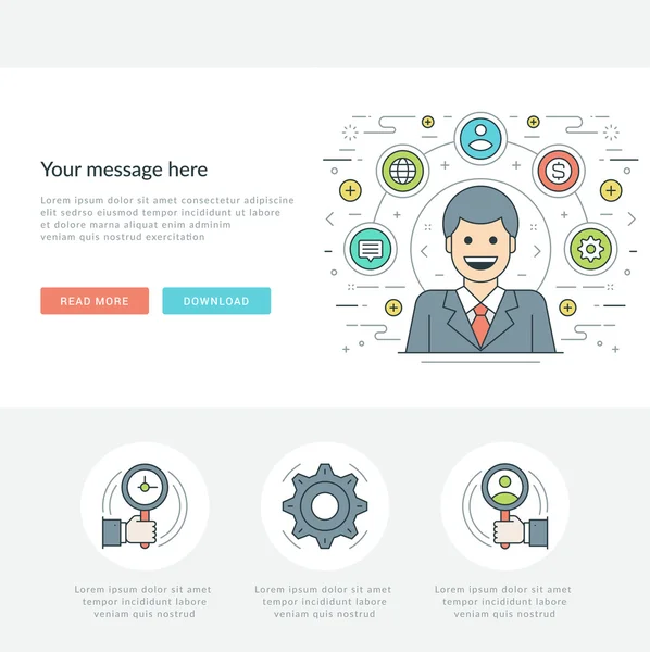 Düz çizgi iş yönetimi kavramı vektör çizim.