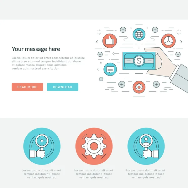 Flat line Business Investment Concept Illustration vectorielle . — Image vectorielle