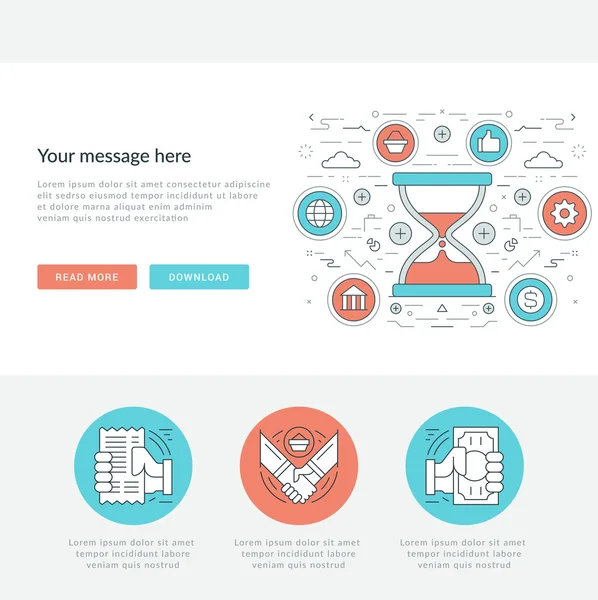 Linha plana Social Time Management Concept Ilustração vetorial . — Vetor de Stock