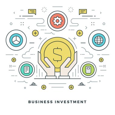 Flat line Business Concept Vector illustration. Modern thin linear stroke vector icons.