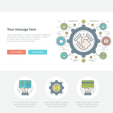 Düz çizgi iş kavramı Web sitesi başlık vektör çizim.
