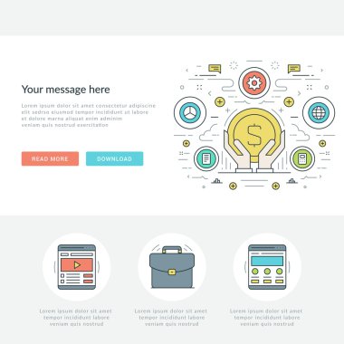 Düz çizgi iş kavramı Web sitesi başlık vektör çizim.