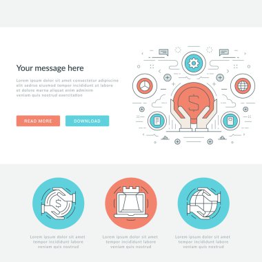 Düz çizgi iş kavramı Web sitesi başlık vektör çizim.