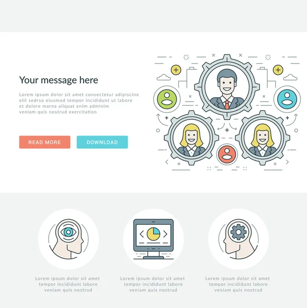 Flat line Business Concept Site Web En-tête Illustration vectorielle . — Image vectorielle