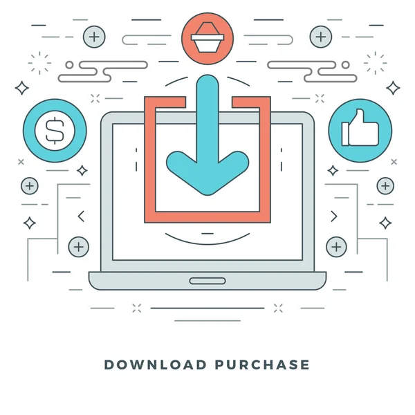 Flat line Business Concept Vector illustration. Modern thin linear stroke vector icons. — Stock vektor