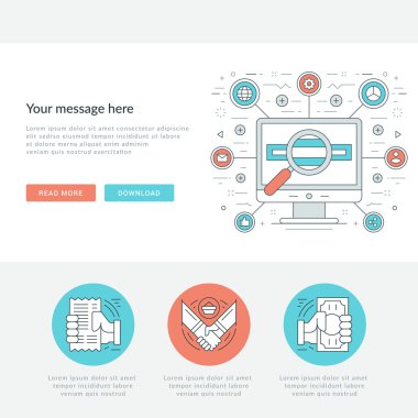 Düz çizgi iş kavramı Web sitesi başlık vektör çizim.