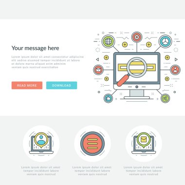 Düz çizgi iş kavramı Web sitesi başlık vektör çizim.