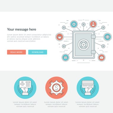 Düz çizgi iş kavramı Web sitesi başlık vektör çizim.