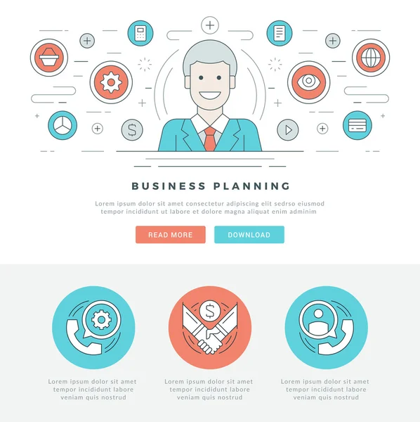 フラット ライン ビジネス コンセプトの Web サイトのヘッダーのベクトル図. — ストックベクタ