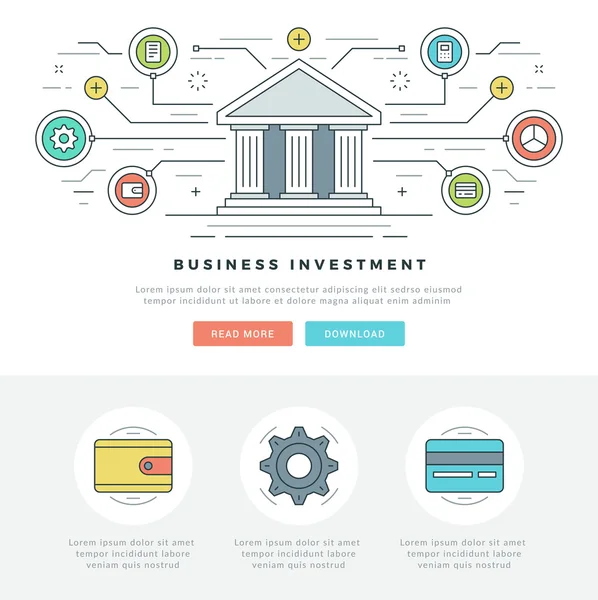 Platte lijn Business Concept website Header Vector Illustratie. — Stockvector