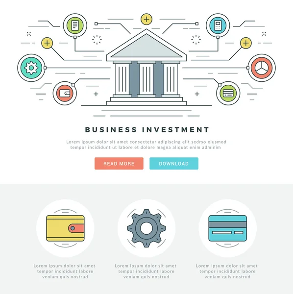 Línea plana Business Concept Web Site Header Ilustración vectorial . — Vector de stock