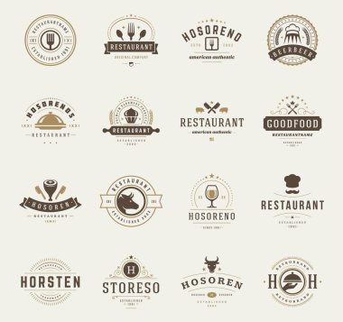 Vintage Restoran logolar şablonları kümesi Tasarla