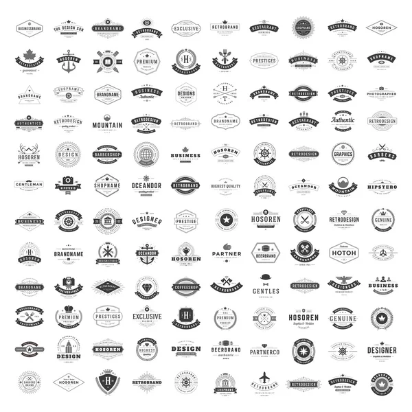 Vintage logo tasarım şablonları kümesi. Vektör logolar öğeleri koleksiyonu