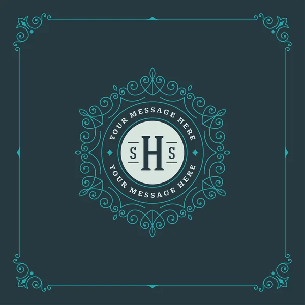 Koninklijke Logo ontwerp sjabloon Vector decoratie, bloeit kalligrafische elegante Ornament lijnen — Stockvector