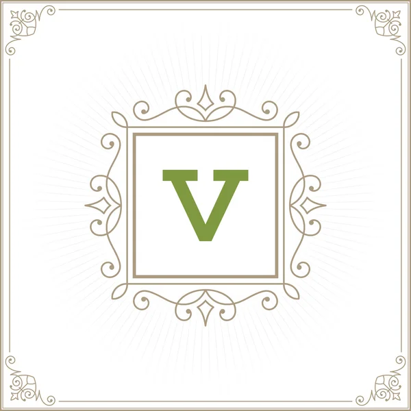 Royal Logo Design Template Vector Decoration, Flourishes Kaligrafi Elegan Ornamen Lines - Stok Vektor