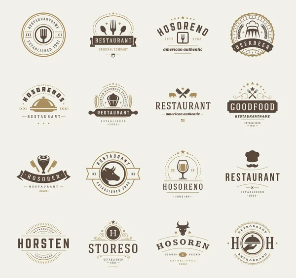 Conjunto de plantillas de diseño de logotipos de restaurante vintage — Archivo Imágenes Vectoriales