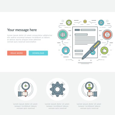 Düz çizgi iş kavramı Web sitesi başlık vektör çizim.