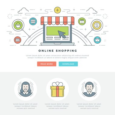 Düz çizgi iş kavramı Web sitesi başlık vektör çizim.