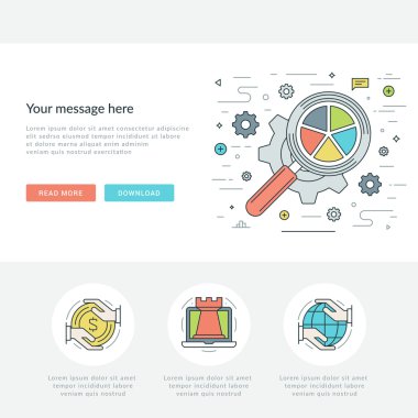 Düz çizgi iş kavramı Web sitesi başlık vektör çizim.