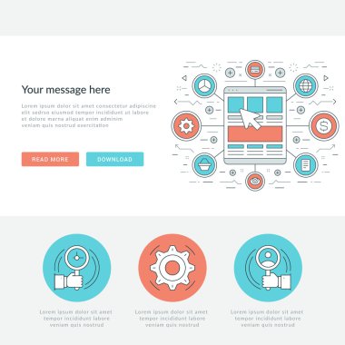 Düz çizgi iş kavramı Web sitesi başlık vektör çizim.