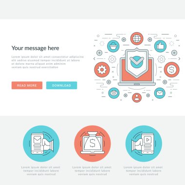 Düz çizgi iş kavramı Web sitesi başlık vektör çizim.