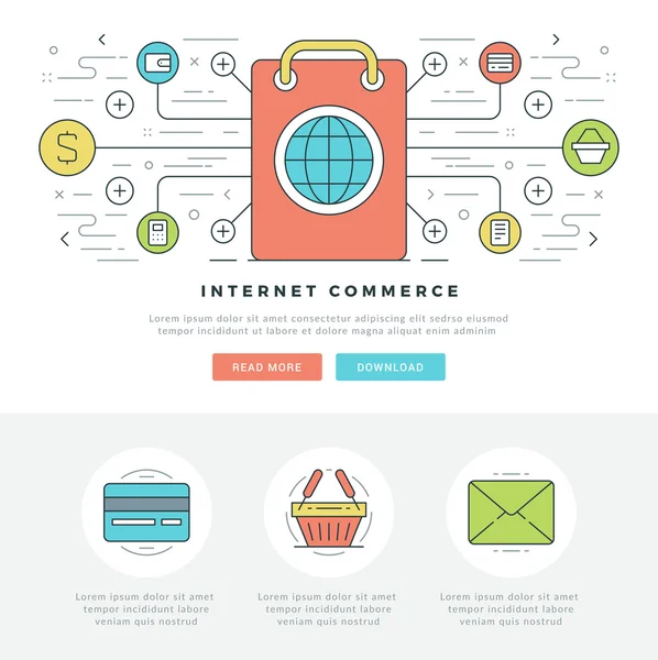 Flat line Business Concept Site Web En-tête Illustration vectorielle . — Image vectorielle