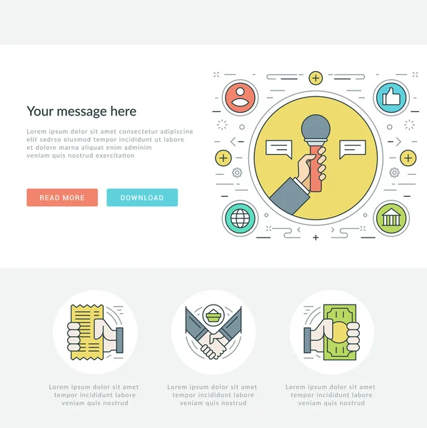 Flat line Business Concept Site Web En-tête Illustration vectorielle . — Image vectorielle