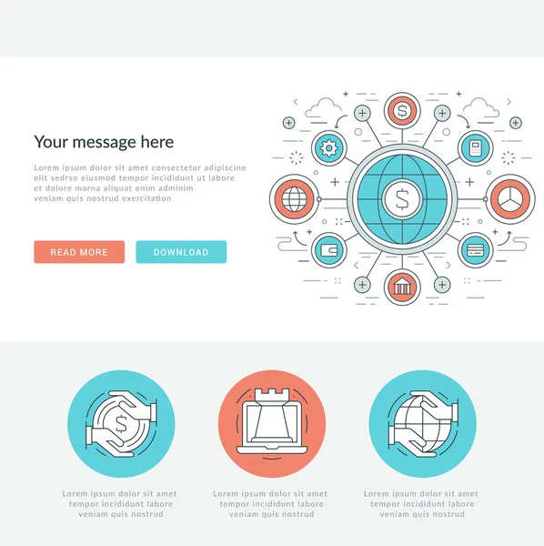 扁线业务概念网站页眉矢量图. — 图库矢量图片