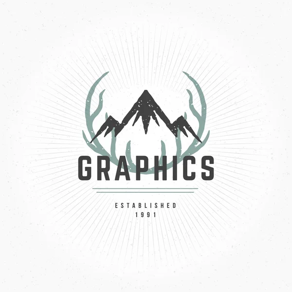 Deer Horns handritade design element i vintage stil för logotype — Stock vektor