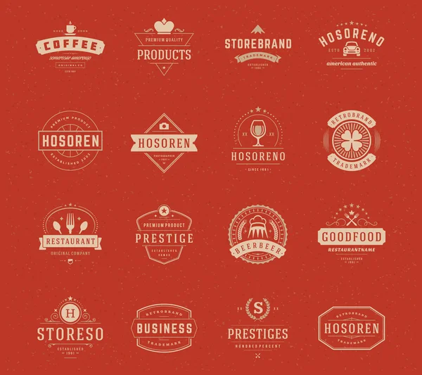 Vintage Logos Design Templates Set. Vector design elements — 스톡 벡터