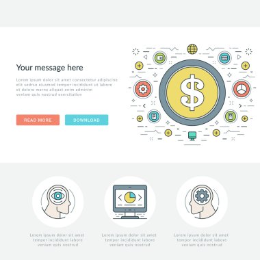 Düz çizgi iş kavramı Web sitesi başlık vektör çizim.