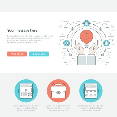 Düz çizgi iş kavramı Web sitesi başlık vektör çizim.