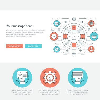 Düz çizgi iş kavramı Web sitesi başlık vektör çizim.