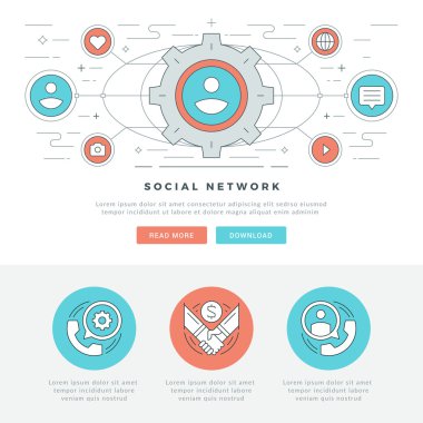 Düz çizgi iş kavramı Web sitesi başlık vektör çizim.