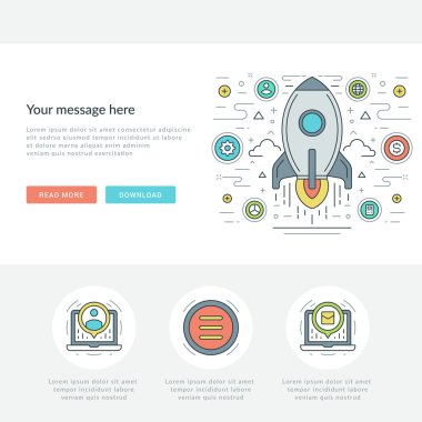 Düz çizgi iş kavramı Web sitesi başlık vektör çizim.