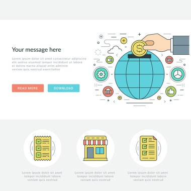 Düz çizgi iş kavramı Web sitesi başlık vektör çizim.