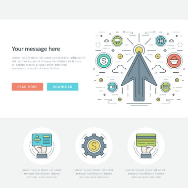 Düz çizgi iş kavramı Web sitesi başlık vektör çizim.