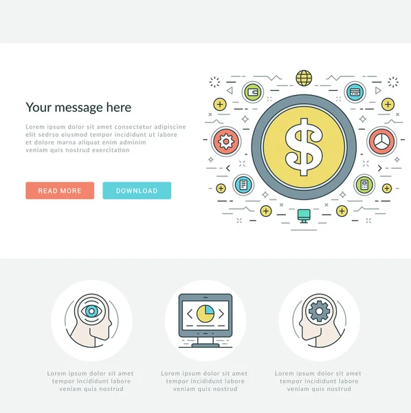 Düz çizgi iş kavramı Web sitesi başlık vektör çizim.